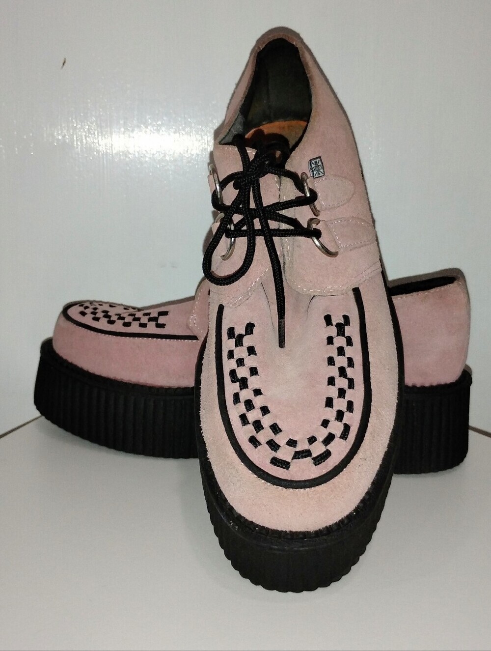 PINK SUEDE TUK PLATFORM CREEPERS